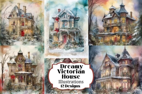 12 Grande Christmas Victorian Homes Illustrations Review
