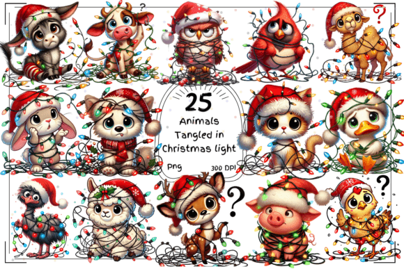 25 Animals Tangled in Christmas Lights