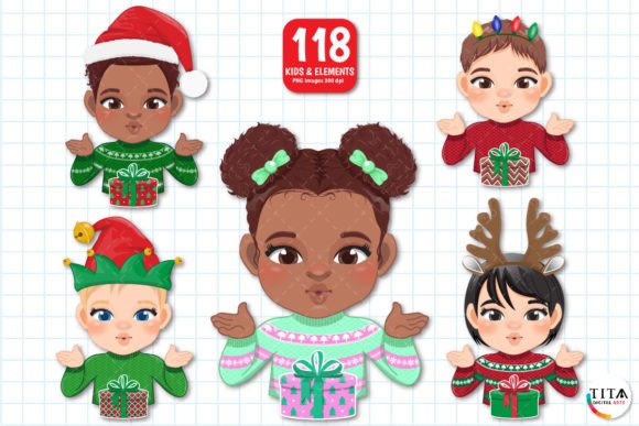 Christmas Kids Clipart and Illustrations