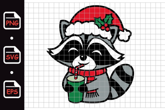 Christmas Raccoon with Drink Cartoon Illustrations Review
