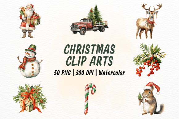 Christmas Theme Watercolor Clipart Review for Handmade Sellers