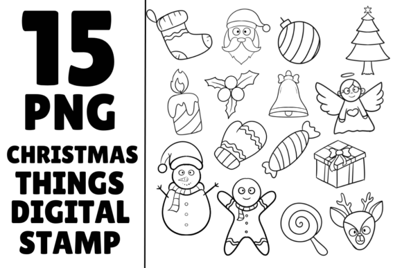 Christmas Things Digital Stamp PNG Review for Illustrations