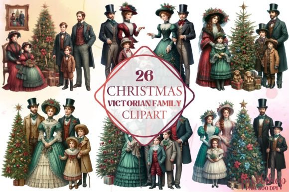 Christmas Victorian Family Clipart Review