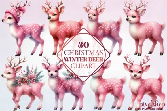 Christmas Winter Deer Clipart Review for Small Business Freebies