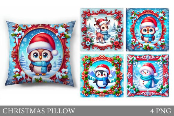 Cute Animals Pillow. Christmas Pillow
