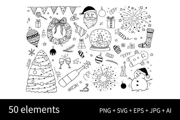 Doodle Christmas Design Elements Set: A Seller’s Review for Illustrations