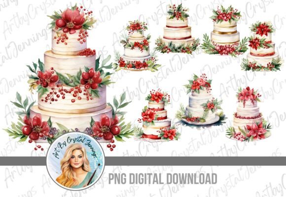 Floral Christmas Wedding Cake PNG Review for Illustrations