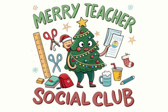 Merry Teacher Social Club Christmas PNG