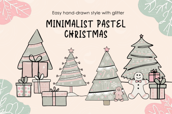 Minimalist Pastel Christmas Illustration for Crafting