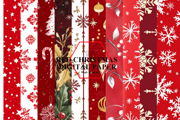 Red Christmas Digital Paper Clipart PNG