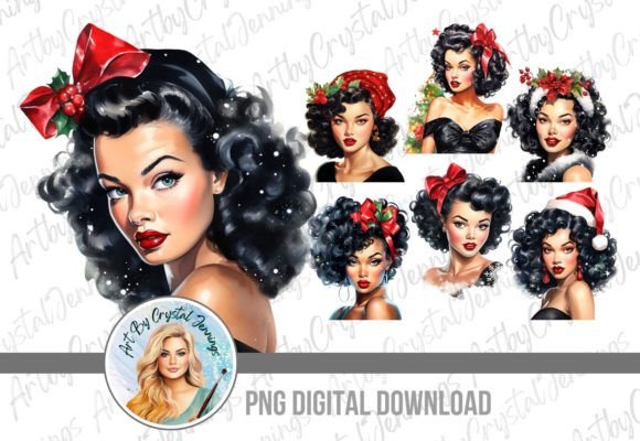 Vintage Watercolor Christmas Pin Up Girl: A Crafter’s Review of This Illustrations Asset