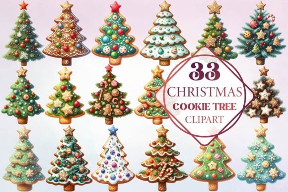 Watercolor Christmas Cookie Tree Clipart Review