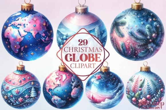 Watercolor Christmas Globe Clipart Freebies for Holiday Campaigns