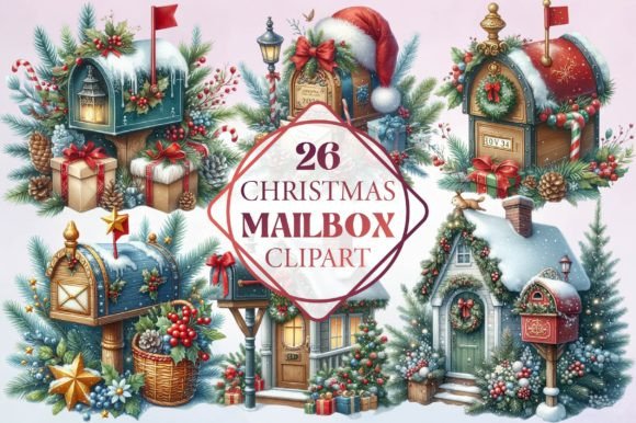 Watercolor Christmas Mailbox Clipart: Freebies for Seasonal Content