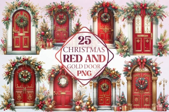 Watercolor Christmas Red and Gold Door Embroidery Review